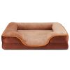 Orthopedic Dog Bed for Large Breeds – Memory Foam Pet Bed with Raised Sides, Washable Cover, Brown