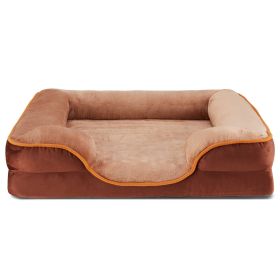 Orthopedic Dog Bed for Large Breeds – Memory Foam Pet Bed with Raised Sides, Washable Cover, Brown