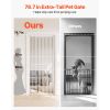 Extra Tall Pet Gate for Cats, 28-34 in Adjustable Width, 78.7 in High Dog Gate, with Pressure Mount Kit and Wall Mount Kit, 1.2 in Narrow Bar Spacing