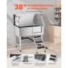 38 Inch Stainless Steel Dog Washing Station, Pet Grooming Tub with Hot & Cold Faucet, Showerhead, Home Wash Sink, Fits Small and Medium Cats and Dogs