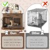 44.48" Large Dog Crate Furniture, Indoor Wooden Dog Kennel End Table with 2 Storage Drawers and Rotating Bowls