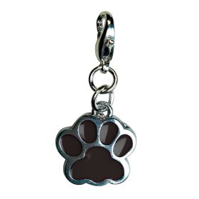 Shiny Paw Print Enamel Charm (Color: Black)