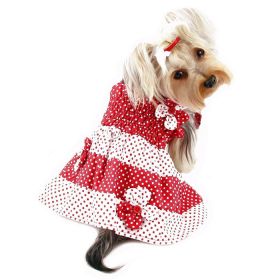 Red & White Polka Dots Sundress with Contrasting Flowers (size: XS)