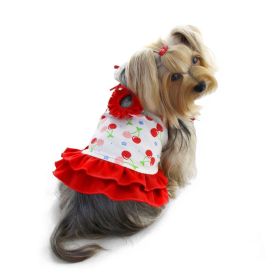 Soft Knit Cotton Cherries Dress w/Shoulder Ties (size: XS)