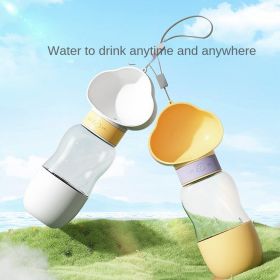 Dog out water bottle dog kettle portable accompanying water bottle dog walking water bottle pet drinking water feeding water dispenser supplies (colour: Common to dogs, size: White cloud trumpet -350ml)